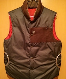 Kukri | ip reversible padding vest チャコール×S.レッド(ダウンベスト)