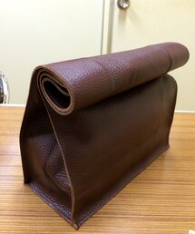 no brand | LEATHER CLUTCH BAG : BROWN / GOLD(クラッチバッグ)
