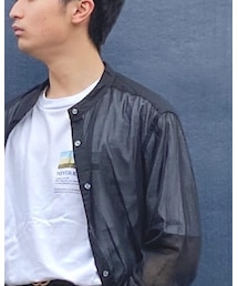 UNIQLO U | バンドカラーシアーシャツ(シャツ/ブラウス)