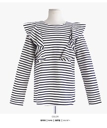DHOLIC | ラッフルボーダーTシャツ・t18832
NAME frill line point stripe T-hc-t18832  	
(Tシャツ/カットソー)