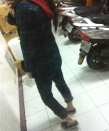 no brand | 格紋針織帽襯衫(シャツ/ブラウス)