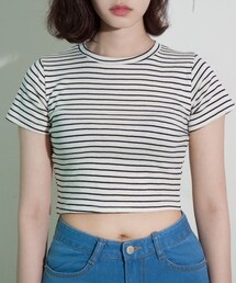 틈 | stripe crop top(Tシャツ/カットソー)