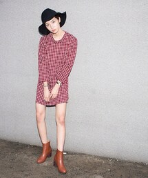 TEUM | 고방 체크 원피스(ワンピース)