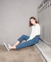 TEUM | 9부 스트라이프 와이드 팬츠(その他パンツ)