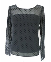 COCO DEAL | ドットフロッキープリントチュールトップス(Tシャツ/カットソー)