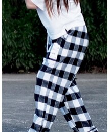 黑白格纹锥型裤 | パンツ