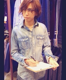 rupert | カフス・カラーレオパード柄デニムシャツ(シャツ/ブラウス)