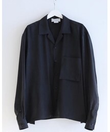 YOKE | WIDE OPEN COLLAR SHIRTS L/S SAND WASH SILK CLOTH ¥34,560 NAVY (シャツ/ブラウス)