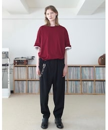 SUNSEA | Leather ピス T-shirt   Malaga Red ￥12,000 ＋ Tax(Tシャツ/カットソー)