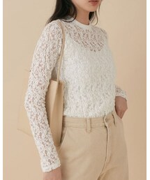 ADAM ET ROPE' | 【YOUNG&OLSEN】別注レースロングスリーブカットソー ¥16,000+tax (トップス)