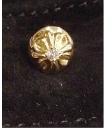 CHROME HEARTS | CHROME HEARTS/22kクロスボールスタッドピアス センターダイヤ(ピアス（片耳用）)