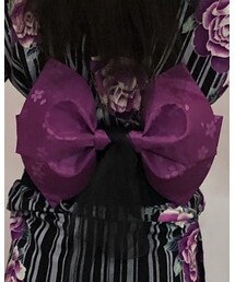 no brand | DAISOの黒チュール を兵児帯風に巻いてますが崩れちゃってますね、(ベルト)