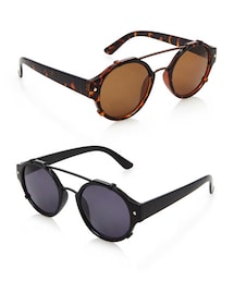 FOREVER 21 | Brow Bar Round Sunglasses Brown & Black(サングラス)