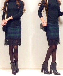 select shop CLOSET | チェック柄レース切り替えスカート(スカート)