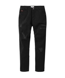 NAVY | 
皮標洗舊割破牛仔褲	(デニムパンツ)