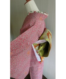 大人可愛いピンクの小紋着物(浴衣)