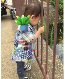 鯉を不思議そうに見ている弟さんの肩にフシギソウが！爆笑 | その他