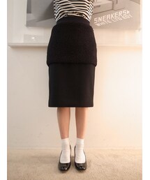 petite robe noire | ウール切替ひざ丈スカート(スカート)
