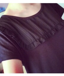 POU DOU DOU | 異素材切り替えフリルデザインワンピース(ワンピース)