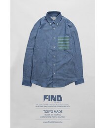 FIND | FIND Tokyo Made 日本頂級工藝支線-條紋拼接款牛津藍(シャツ/ブラウス)