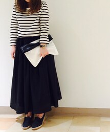 Three Four Time | ボーダー切替スカートワンピース(ワンピース)