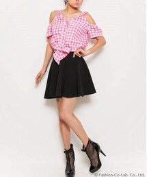 lilLilly | ギンガムチェックオフショルダーブラウス(シャツ/ブラウス)