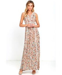 SUN WILL SHINE BEIGE FLORAL PRINT MAXI DRESS(ワンピース)