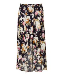 Dusk shirred Waist skirt Dusky Blooms Navy Blue by Auguste(スカート)