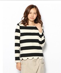 Dot&Stripes CHILD WOMAN | Dot&Stripes CHILDWOMAN / ボーダー裾スカラッププルオーバー(Tシャツ/カットソー)