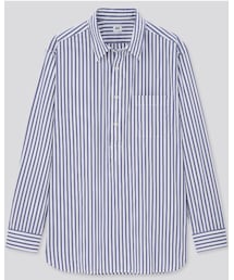 UNIQLO | プルオーバーシャツ(ストライプ)／L(シャツ/ブラウス)