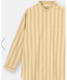 GU | オーバーサイズバンドカラー/ストライプ/L(シャツ/ブラウス)