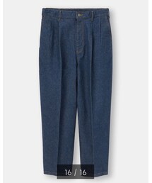 GU | スーパーワイドパンツ／ネイビー／M(デニムパンツ)