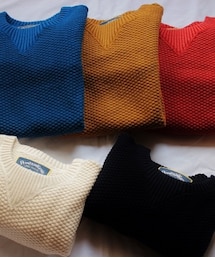 Amanjakania | ワッフル編みしたコットンニット。
前Ｖデザインは凝ってます。(ニット/セーター)