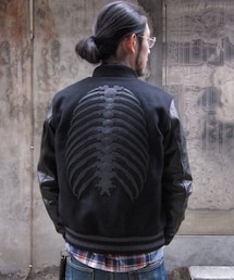 UNDERCOVER | "BRUIT" rib cage patched stadium jumper(スタジャン)