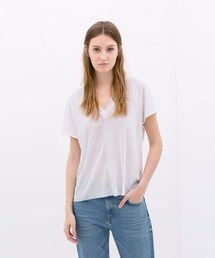 ZARA | 白VネックT(Tシャツ/カットソー)