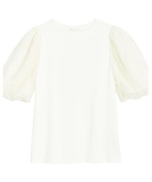GU | （GU）チュールボリュームスリーブT(5分袖)(Tシャツ/カットソー)