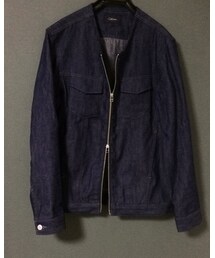 collective. | バンドカラー(ノーカラー)のダブルジップデニムジャケット。春や秋はこれ1枚でアウターとして使えますし、冬なんかはチェスター、レザーなどと合わせてインナー使いもできちゃいます^_^(デニムジャケット)
