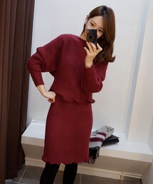 minsshop | ♥トップ+スカートSET♥チェリーニットツーピース(ニット/セーター)