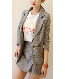 minsshop | スタイリング◈チェックジャケット＆パンツセット(テーラードジャケット)