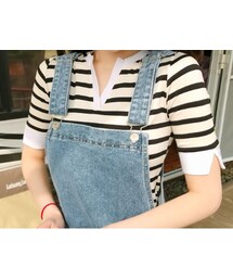minsshop | VネックストライプTシャツ(Tシャツ/カットソー)