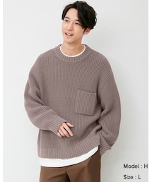 GU | ローゲージワイドフィットクルーネックセーター(長袖)M size/2490円(ニット/セーター)