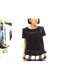 MARANT ETOILE | コットンビスコースレースボーダーブラウス(シャツ/ブラウス)