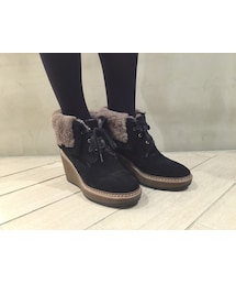 SEE BY CHLOE | 折り返しムートンウェッジソールレースアップシューズ(ブーツ)