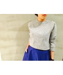 カラーネップラグランスリーブニット(ニット/セーター)