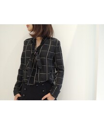 LANVIN | レーヨンテープチェックボウタイブラウス(シャツ/ブラウス)