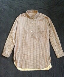 VINTAGE | チェックロングシャツ。実はラウンドカラーです。(シャツ/ブラウス)