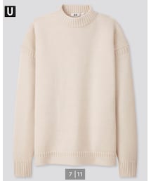 UNIQLO U | ミドルゲージモックネックセーター　ナチュラル　XL(ニット/セーター)