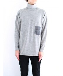 FACTOTUM | ウォッシャブルウールポケットTシャツ タートルネック(ニット/セーター)