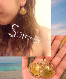 ※ハンドメイド | クリア×ゴールドシェルピアス(ピアス（両耳用）)