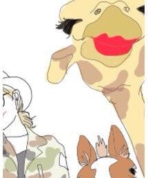 スーさんにつられて微笑むキリン | 福袋/福箱